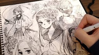 【アナログ】セーラー服の女の子紙いっぱいに描いてみた