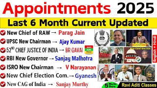 Appointment 2025 Current Affairs || Latest New Appointment 2025 Updated || Who is Who in 2025 |