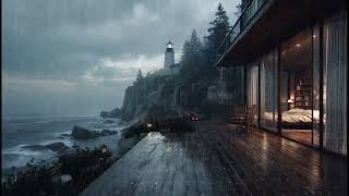 Rainy Night at the Seaside Cabin 🌊  Gentle Rain Sounds for Sleep and Relaxation