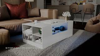 High Gloss Coffee Table with Storage Drawers & LED Lights #dhs #dhsuk