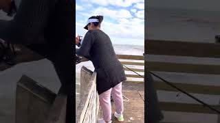 Fisher Women Hits JackPot!!! Catches MONSTER #saltwaterfishing #pierfishing