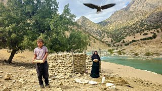 Stone Shelter & Survival | Orphaned Nomads, Loyal Dog, River Fishing & Mountain Life