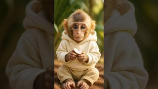 Cutest Baby Monkey Enjoying Coconut 🐵 | So Adorable & Funny!