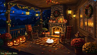 🎃 halloween autumn evening | cozy 1940s soft oldies music playing in another room for sleep & relax