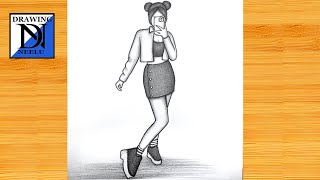 How to Draw a Girl Taking a Selfie With iPhone || Pencil Sketch For Beginners || Girl Drawing