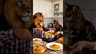 cat and lion 🦁 #funny #animals #cat #funnycats #cute #animalmishap #adorablereunions