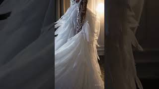 #LuxuryBride#FeatherGown#CrystalWeddingDress#BridalElegance#EtherealBride#CoutureWedding