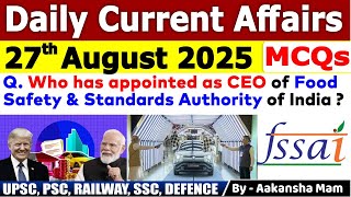 27th August 2025 | August Daily Current Affairs 2025 | August Current Affairs 2025 #mcq #current