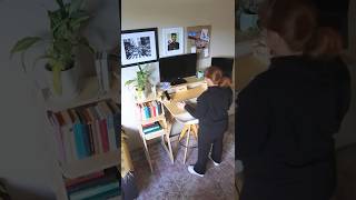 Perfect small space desk + bookshelf  #desksetup #homeofficedecor #booklover #wfhsetup