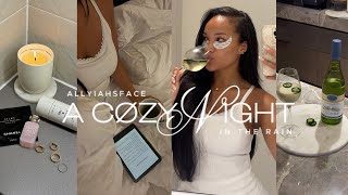 relaxing night routine | perfect cozy night in | self care + cooking + reading & more | allyiahsface