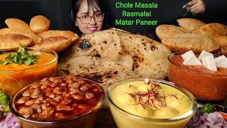 Eating Poori, Butter Naan, Chole Masala, Ghugni, Matar paneer | Big bites | Asmr Eating | Mukbang