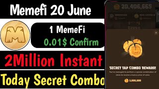 Memefi Secret Combo Card Today | Instant 2 million token Cliam | Real Crypto loot