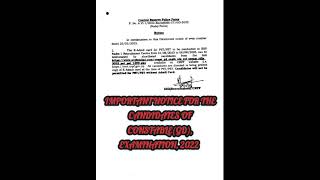 Important notice for the candidates of Constable(GD), Examination, 2022