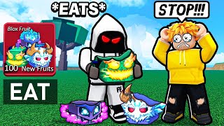 Eating NEW MYTHICAL Fruits In Front Of DESPERATE SCAMMERS.. (Blox Fruits)