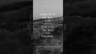 Learn as if you will live forever, live like you will die tomorrow