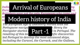 modern history of India ( Arrival of Europeans) part -1.. #history #modernhistory #forallexams