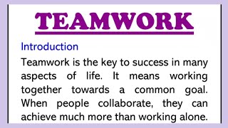Teamwork Essay in English 170 Words, Speech or Paragraph