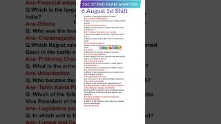 SSC STENO EXAM ANALYSIS 2025|6 August 1st Shift|SSC Steno Exam Analysis today#ssc#shorts#yt#gkgs#gk
