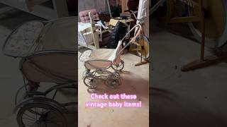 Estate Sale finds, vintage baby buggy and cradle! #estatesalefinds #vintage