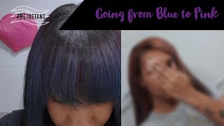 Changing my hair from blue to pink