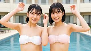 【AIグラビア・42秒】ビキニ姿の美しい日本人女性2人⑥