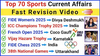 Sports Current Affairs 2025 | 2025 Sports Current Affairs | Sports GK 2025
