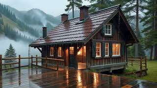 The sound of rain in the deep forest, Rain on the wooden porch