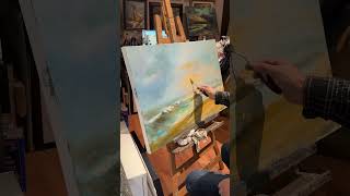 Resting Sun 🌅 | 36x24 oil on canvas #seascape #paintwithme #oilpainting #arttutorial #realism