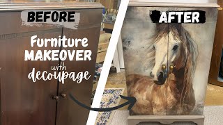 Furniture Makeover- Record Cabinet Flip using Decoupage paper