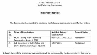 ssc mts postponed | new notice