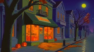 a vintage autumn night with relaxing oldies music playing in another room (halloween ambiance)