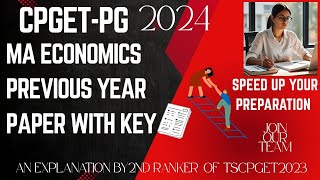#CPGET-PG||Economics Previous Years Answer  Key Paper Explanation|| #CUETECONOMICS|by  shivani burla