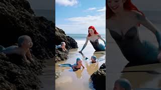 Mermaid mother and baby among the rocky reefs #babygirl #mermaid#shortvideo