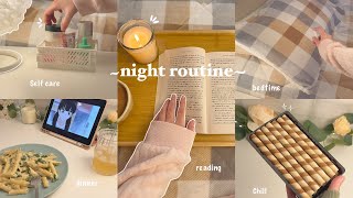 Cozy night routine 🌙 relaxing & productive, cooking dinner, skincare, reading, aesthetic life