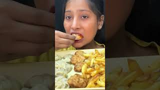 EATING STREET FOOD CHALLENGE |CHOWMAIN,MOMOS,FRENCH FRY |MULBANG#asmrsounds #mukbang #streetfood