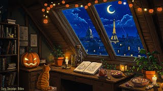 it's autumn 1950's and you're listening to vintage music on a cozy rainy night (halloween ambience)