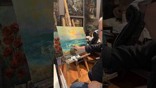Green Seascape | 24x18 oil on canvas panel #artist #seascape #oilpainting #arttutorial #paintwithme