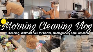 Midweek morning reset | CLEANING✨ Walmart and small grocery haul | New Amazon delivery