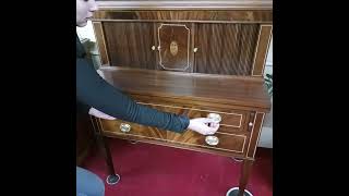 Federal Style Tall Bookcase Top Inlaid Tambour Style Desk