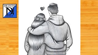 Easy Cute Couple Drawing -Step by Step || Pencil Sketch for beginners || Couple drawing