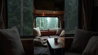Rainy Forest Morning Inside a Cozy Camper Van ☕🌲 #relaxingvideo #ambientvideo
