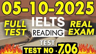 IELTS Reading Test 2025 with Answers | 05.10.2025 | Test No - 706