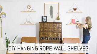 DIY Hanging Rope Wall Shelves