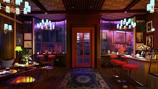 Night Spring Rain at Bookstore Cafe Ambience and Jazz Relaxing Music for Work, Study, Read Books