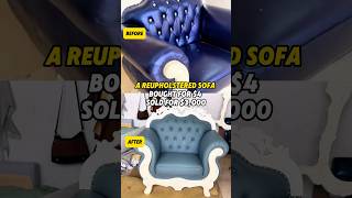 A reupholstered sofa bought for $4...or $3,000#diy #sold #makemoney #revamping