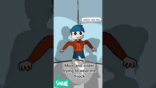 mom and sister trying to wear me a frock #shorts #animation #funny