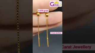 22 Carat 2.57 gram Light Weight Daily Wear Sui Dhaga Earrings Design | Hanging Earrings