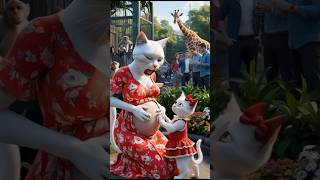 Pregnant Cat  at Zoo  scares kittens! 😻🎯  #cat #catlover #shorts #shortvideo #funny #viralvideo