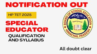 Special Educator Qualification and Syllabus | HP TET 2025