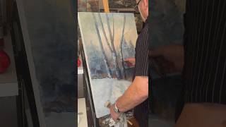 Wintertime trees 🌲 | 36x48 oil on canvas #shorts #art #oilpainting #arttutorial